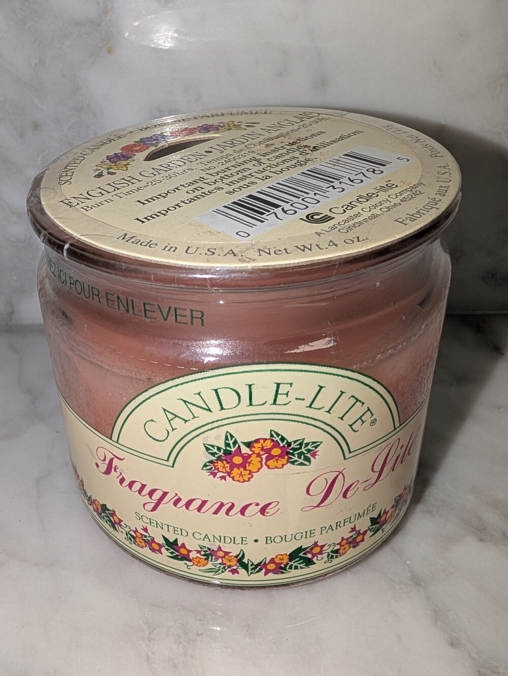 🆕 Vintage Candle-Lite English Garden Scented Jar Candle 4 Oz Dusty Rose New!